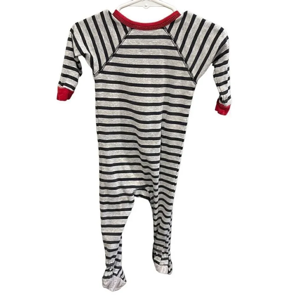 Carter’s Black, Gray & Red Striped One Piece Rock Guitar Pajamas 12 Months